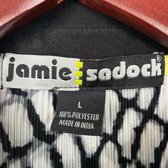 Jamie Sadock Womens Golf Shirt Sleeveless Black White Yellow Crinkle Knit Size L - Picture 5 of 6